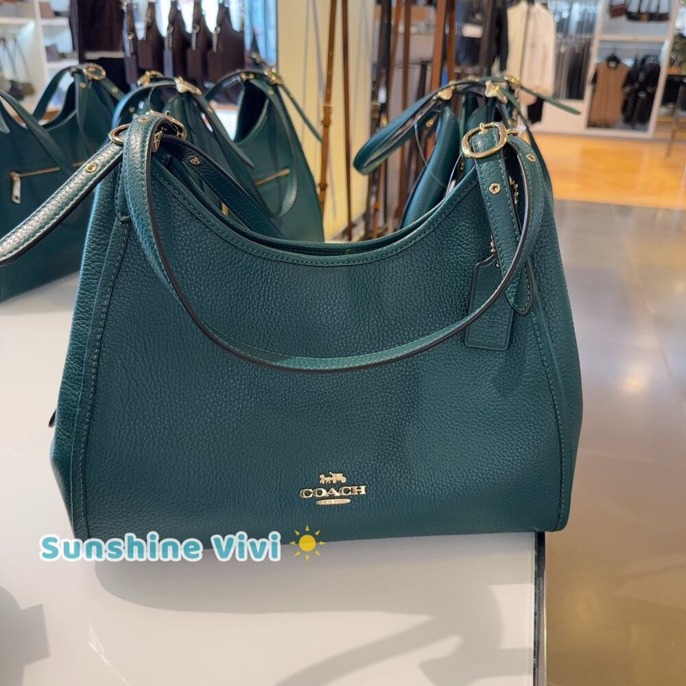 NWT Coach Erin Shoulder Bag Refined Pebble Leather CAQ86 IM/EMERALD